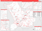 Vallejo-Fairfield Metro Area Wall Map Red Line Style